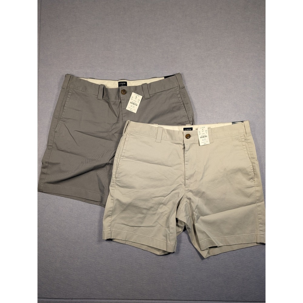 J.Crew Chino Shorts Mens 33 Grey Tan 7" Inseam 2 Pack L0923 NWT